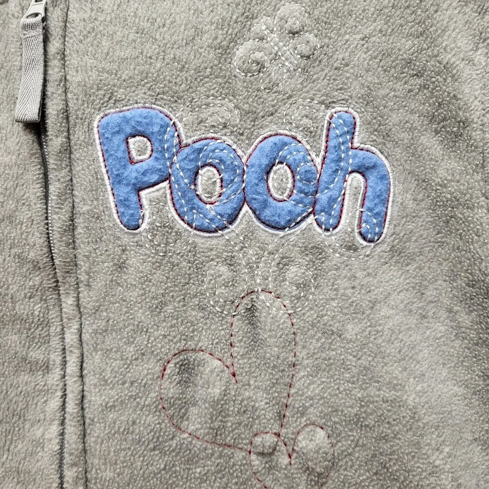 Disney Girls Jacket 4T Gray Embroidered‎ Graphic Fleece Winnie Pooh Activewear